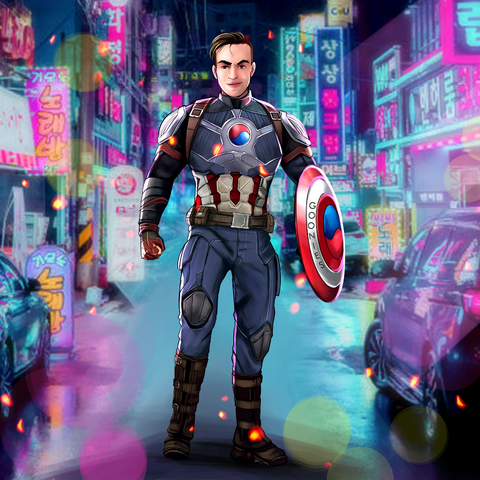 THE STRONG CAPTAIN KOREAN - MARVEL HEROES CUSTOM DRAWING , Captain America, Marvel Custom Anime Portrait, Marvel Custom Drawing, Marvel Hero, product:turn-me-marvel-hero