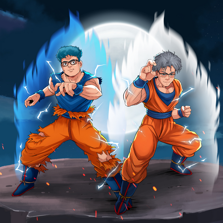 THE SUPER SAIYAN DUO - DRAGON BALL CUSTOM DRAWING , Dragon Ball, Dragon Ball Custom Anime Portrait, Dragon Ball Custom Drawing, Goku, product:turn-me-saiyan