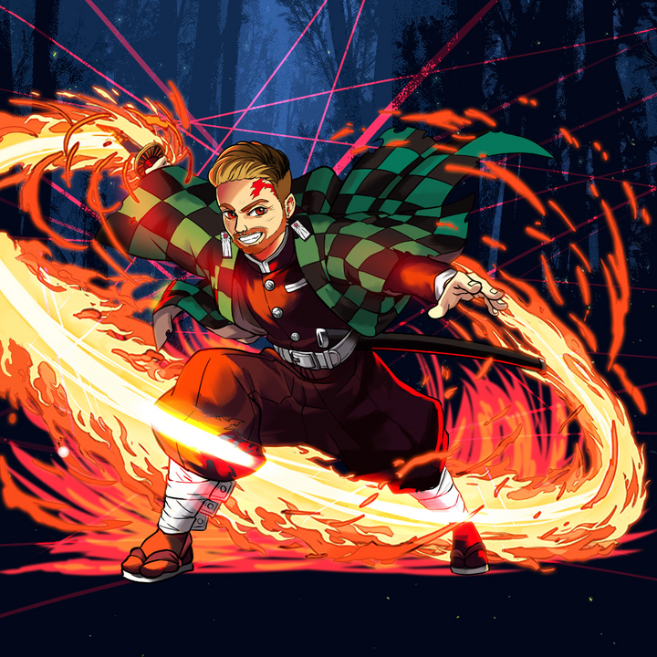 THE DANCE OF FIRE GOD - DEMON SLAYER CUSTOM PORTRAIT