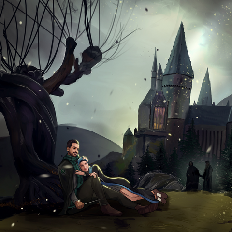 LOVE IN THE MAGIC WORLD - HARRY POTTER COUPLE DRAWING , Couple Custom Drawing, Couple Portrait, Harry Potter, Harry Potter Custom Drawing, product:turn-me-wizard