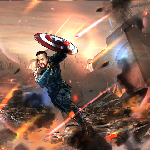 THE SYMBOL OF AMERICA - MARVEL CUSTOM DRAWING , Captain America, Marvel Custom Drawing, Marvel Hero, product:turn-me-marvel-hero-gold