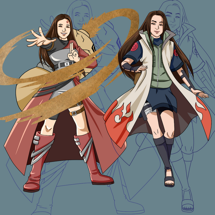 THE POWER OF NINJA GIRLS - NARUTO CUSTOM DRAWING , Gaara, Minato, naruto, Naruto Custom Anime Portrait, Naruto Custom Drawing, product:turn-me-ninja