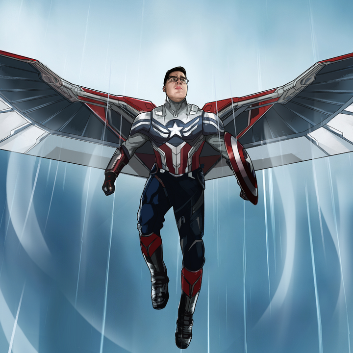 THE NEW CAPTAIN AMERICA - MARVEL CUSTOM DRAWING , Captain America, Falcon, Marvel Custom Drawing, Marvel Hero, product:turn-me-marvel-hero