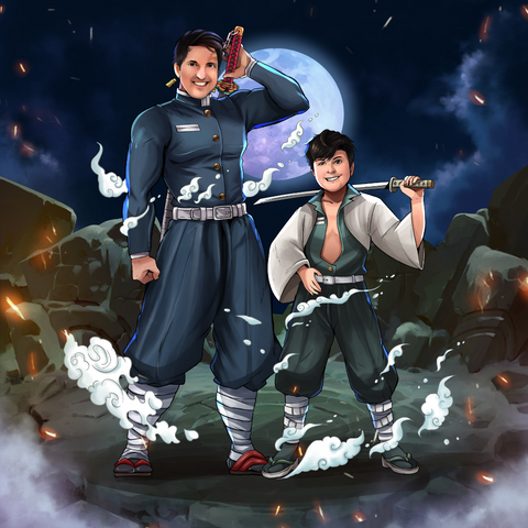 THE SWORDSMAN BROTHERS - DEMON SLAYER CUSTOM DRAWING , Demon Slayer, Demon Slayer Custom Drawing, product:turn-me-demon-slayer, Sanemi, Tanjiro, Tanjiro Kamado
