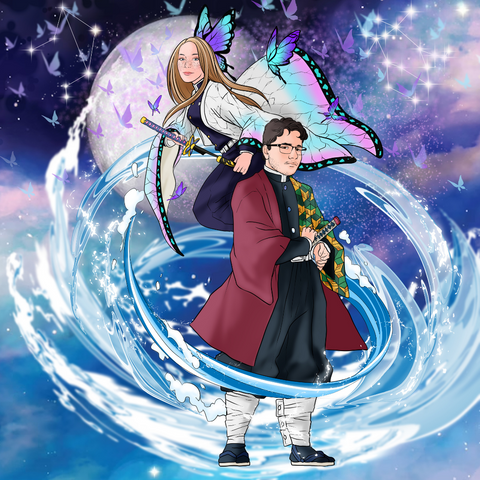 WATER AND THE BUTTERFLIES - DEMON SLAYER CUSTOM DRAWING , Demon Slayer, Demon Slayer Custom Anime Portrait, Demon Slayer Custom Drawing, Giyu, Giyu Tomiokua, product:turn-me-demon-slayer, Shinobu