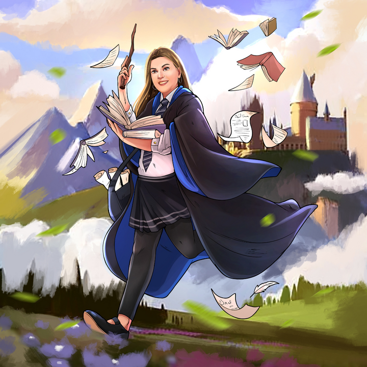 THE POWER OF KNOWLEDGE - HARRY POTTER CUSTOM DRAWING , Harry Potter, Harry Potter Custom Drawing, product:turn-me-wizard