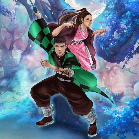 THE POWER OF KAMADO FAMILY - DEMON SLAYER CUSTOM DRAWING , Demon Slayer, Demon Slayer Custom Anime Portrait, Demon Slayer Custom Drawing, Nezuko, product:turn-me-demon-slayer, Tanjiro, Tanjiro Kamado