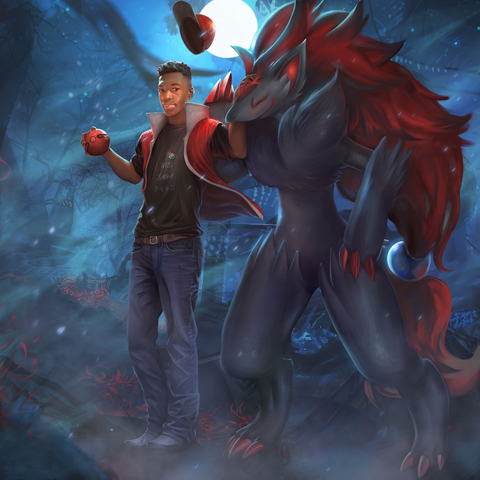 THE DARK TRAINER - POKEMON CUSTOM ART WORK , Pokemon, Pokemon Custom Drawing, Pokemon trainer, Red, Zoroak