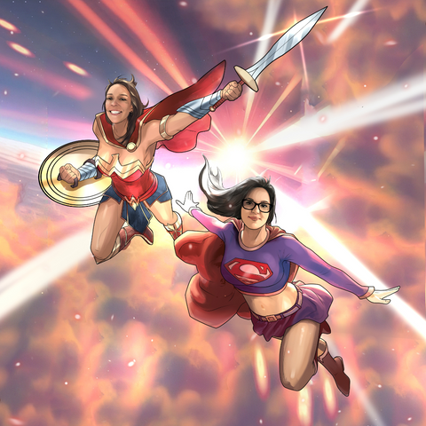 THE POWER OF FEMALE SUPERHEROES - DC CUSTOM DRAWING , DC Custom Drawing, product:turn-me-dc-hero, Supergirl, Wonder Woman