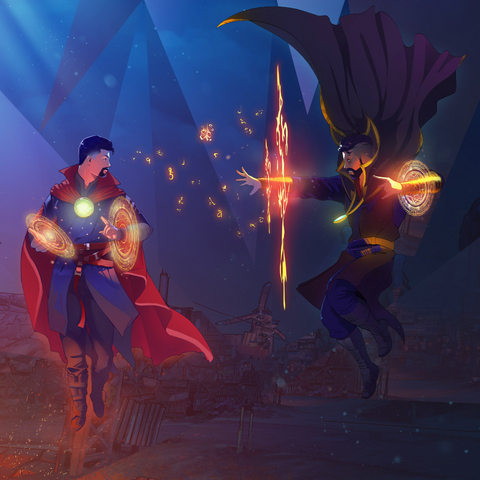 THE GREAT MAGIC WAR - MARVEL COMICS CUSTOM ARTWORK , Doctor Strange, Marvel Custom Drawing, Marvel Hero, product:turn-me-marvel-hero-gold