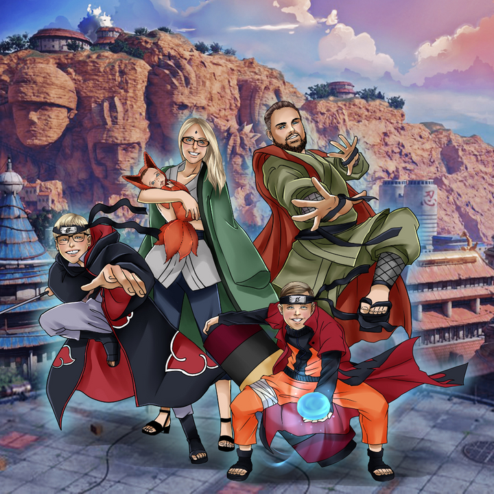 THE COOL NINJA FAMILY - NARUTO FAMILY CUSTOM DRAWING , Jiraiya, naruto, Naruto Custom Drawing, Naruto Family Custom Drawing, product:turn-me-ninja, Tsunade, Uzumaki Naruto