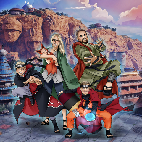 THE COOL NINJA FAMILY - NARUTO FAMILY CUSTOM DRAWING , Jiraiya, naruto, Naruto Custom Drawing, Naruto Family Custom Drawing, product:turn-me-ninja, Tsunade, Uzumaki Naruto