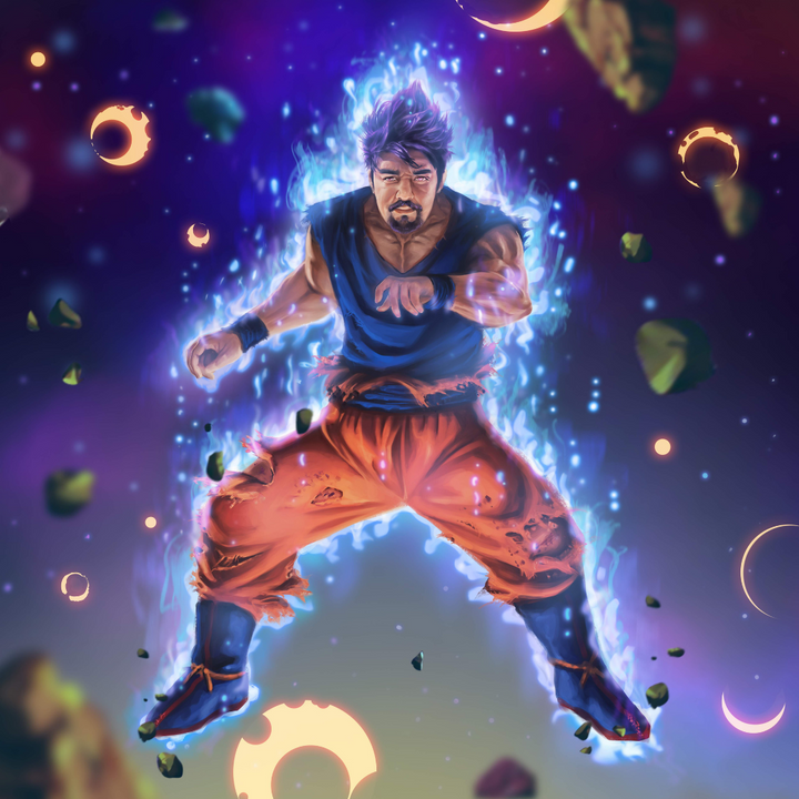 THE INFINITE POWER - GOKU CUSTOM ARTWORK , Dragon Ball, Dragon Ball Custom Anime Portrait, Dragon Ball Custom Drawing, Dragon Ball Super, Goku, product:turn-me-saiyan-gold