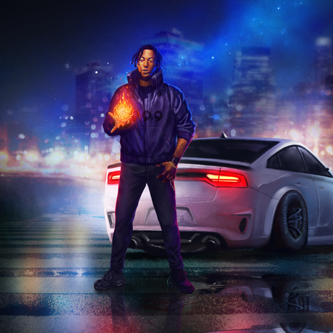 A NEW MUTANT IN THE CITY - MARVEL CUSTOM ARTWORK , Marvel Custom Drawing, Marvel Hero, product:turn-me-marvel-hero-gold, X-Men