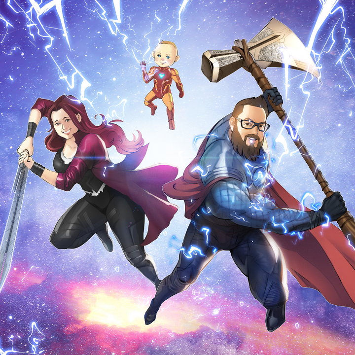 THE AVENGER FAMILY - MARVEL COMICS CUSTOM DRAWING , Iron Man, Marvel Custom Drawing, Marvel Hero, product:turn-me-marvel-hero, Scarlet Witch, Thor