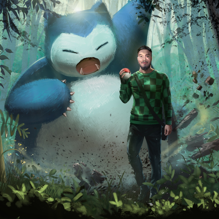 A TRAINER FROM THE FORBIDDEN FOREST - POKEMON CUSTOM DRAWING , Pokemon, Pokemon Custom Drawing, Pokemon trainer, product:turn-me-pokemon-trainer-gold