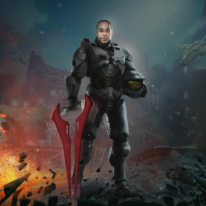 THE HERO FROM GALAXY - HALO CUSTOM DRAWING , Halo, Halo Custom Drawing, Master Chief, product:turn-me-other-gold