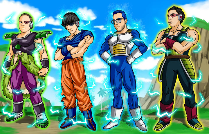 Together - Dragon Ball Team Portrait Illustration , Bardock, Broly, Dragon Ball, Dragon Ball Team Portrait Illustration, Goku, product:turn-me-saiyan, Together, Vegeta