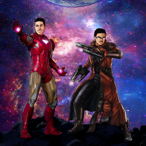 SUPERHEROES OF THE GALAXY - MARVEL COMICS CUSTOM DRAWING , Iron Man, Marvel Custom Drawing, Marvel Hero, product:turn-me-marvel-hero, Star Lord