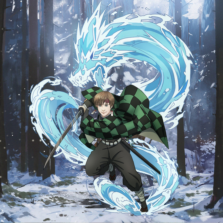 THE WATER DRAGON SKILL - DEMON SLAYER CUSTOM DRAWING , Demon Slayer, Demon Slayer Custom Anime Portrait, Demon Slayer Custom Drawing, product:turn-me-demon-slayer, Tanjiro, Tanjiro Kamado
