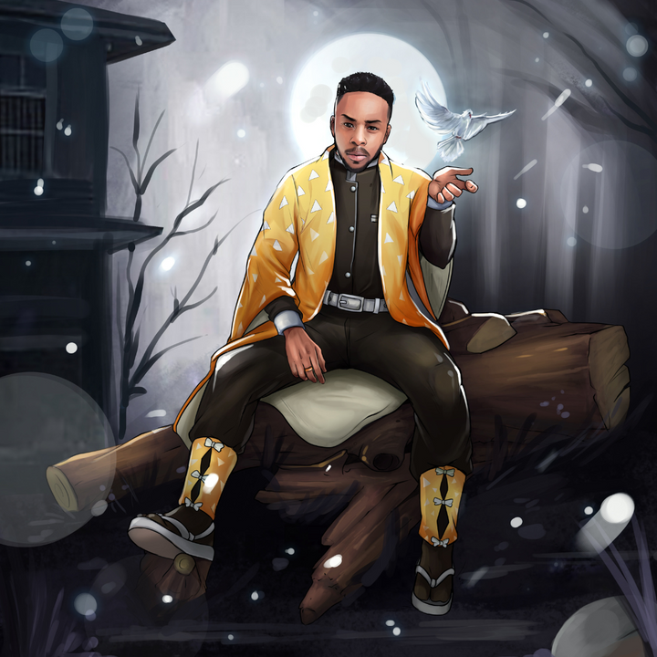 COOL ZENITSU IN THE NIGHT - DEMON SLAYER CUSTOM PORTRAIT , Demon Slayer, Demon Slayer Custom Anime Portrait, product:turn-me-demon-slayer, Zenitsu