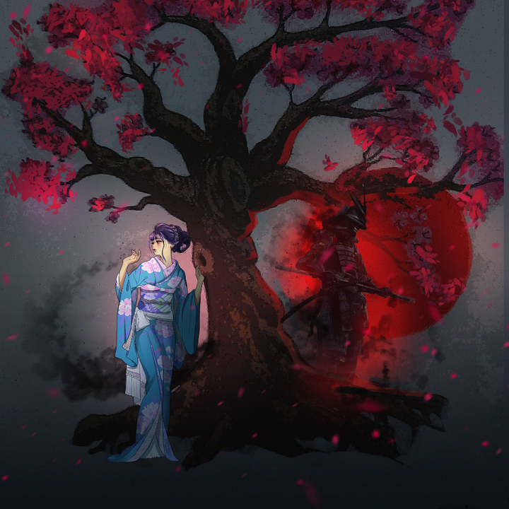 THE ENDLESS LOVE - SAMURAI CUSTOM DRAWING , Anime Couple portrait, Couple Custom Drawing, other, product:turn-me-other, Samurai