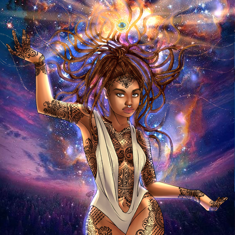 THE POWER OF GALAXY GIRL - GIRL CUSTOM DRAWING , Custom Artwork, Custom Drawing, Girl Drawing, product:turn-me-other-premium