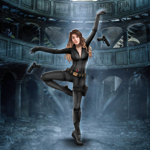 DANCING WITH THE WIDOW - MARVEL CUSTOM DRAWING , Black Widow, Marvel Custom Drawing, Marvel Hero, Natasha Romanoff, product:turn-me-marvel-hero