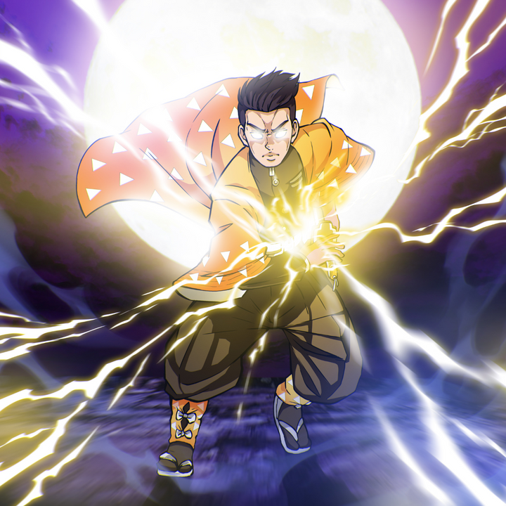 THE SLEEPING SWORDSMAN - DEMON SLAYER CUSTOM PORTRAIT , Demon Slayer, Demon Slayer Custom Anime Portrait, Demon Slayer Custom Drawing, product:turn-me-demon-slayer, Zenitsu