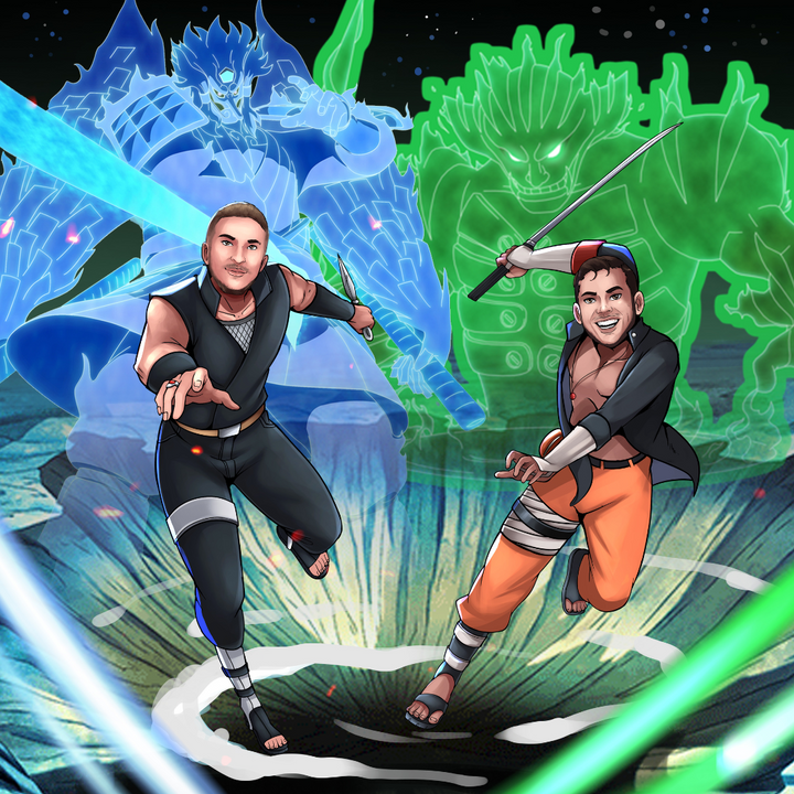 BEST FRIENDS FROM KONOHA - NARUTO CUSTOM DRAWING , naruto, Naruto Custom Anime Portrait, Naruto Custom Drawing, product:turn-me-ninja-premium, Sasuke Uchiha, Uzumaki Naruto