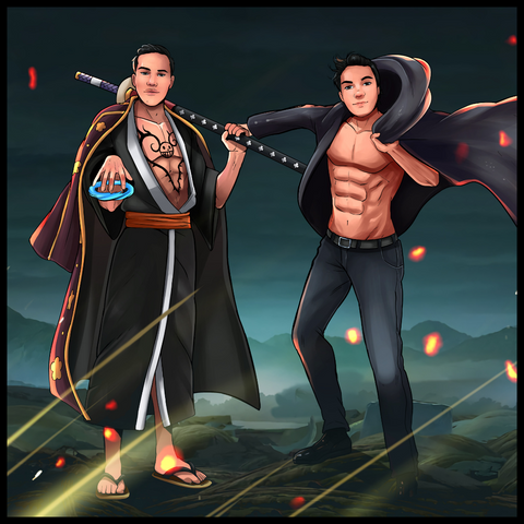 THE ANIME BROTHERS - ANIME CUSTOM DRAWING , Attack on Titan, Attack on Titan Custom Anime Portrait, Attack on Titan Custom Drawing, Eren, Eren Jaeger, Law, One Piece, One Piece Custom Anime Portrait, One Piece Custom Drawing, product:turn-me-attack-on-titan, product:turn-me-pirate