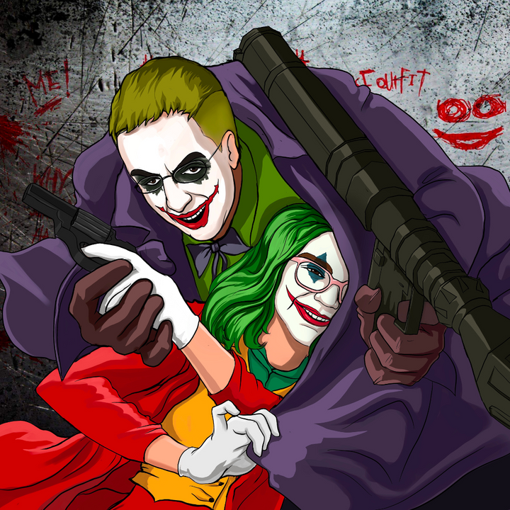 THE CRAZY OF LOVE - DC COMICS CUSTOM DRAWING FOR COUPLE , Couple Custom Drawing, DC Custom Drawing, Harley Quinn, Joker, product:turn-me-dc-hero