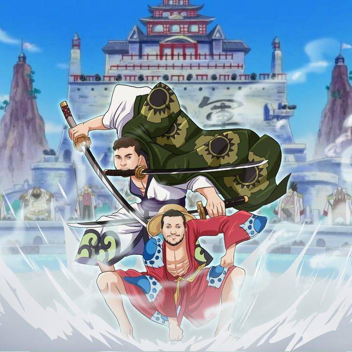 THE STRONGEST DUO PIRATE - ONE PIECE CUSTOM DRAWING , Luffy, One Piece, One Piece Custom Drawing, product:turn-me-pirate, Roronoa Zoro