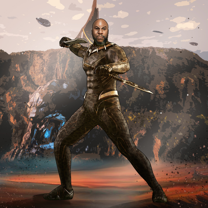 THE KING IS READY FOR WAR - MARVEL COMICS CUSTOM DRAWING , Black Panther, Marvel Custom Drawing, Marvel Hero, Marvel hero Customized Portrait, product:turn-me-marvel-hero