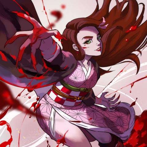THE BEAUTIFUL BLOOD DEMON ART - DEMON SLAYER CUSTOM DRAWING , Demon Slayer, Demon Slayer Custom Drawing, Nezuko, product:turn-me-demon-slayer