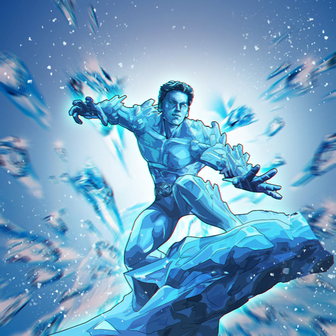 SURFING IN THE ICE - MARVEL CUSTOM DRAWING , Iceman, Marvel Custom Anime Portrait, Marvel Custom Drawing, Marvel Hero, product:turn-me-marvel-hero