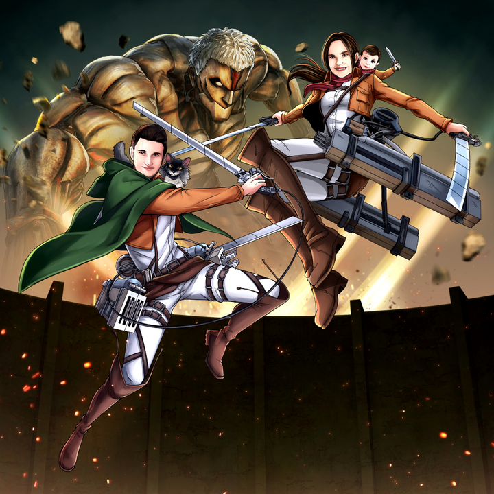 THE TITAN SLAYER FAMILY - ATTACK ON TITAN CUSTOM DRAWING , Attack on Titan, Attack on Titan Custom Drawing, Eren, Eren Jaeger, product:turn-me-attack-on-titan