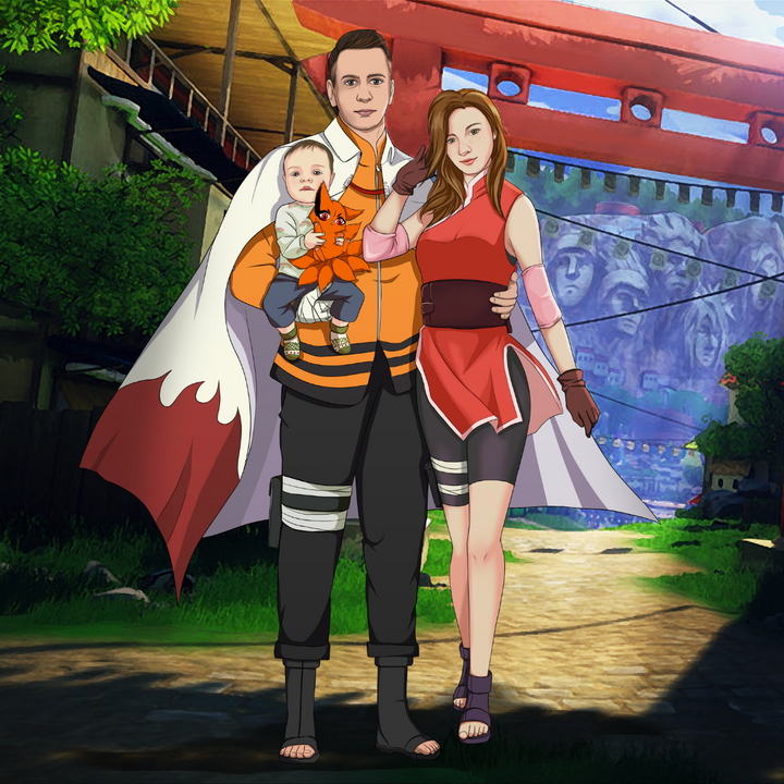THE HOKAGE FAMILY - NARUTO CUSTOM DRAWING , Haruno Sakura, naruto, Naruto Custom Drawing, Naruto Family Custom Drawing, Sakura, Uzumaki Naruto