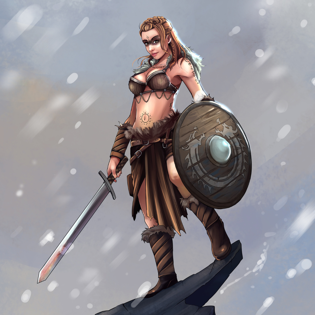 BRAVE AND BEAUTIFUL VIKING GIRL CUSTOM DRAWING