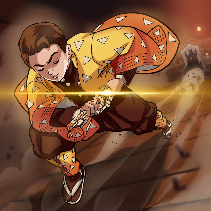 THE THUNDER SWORDSMAN - DEMON SLAYER CUSTOM PORTRAIT , Demon Slayer, Demon Slayer Custom Anime Portrait, Demon Slayer Custom Drawing, product:turn-me-demon-slayer, Zenitsu