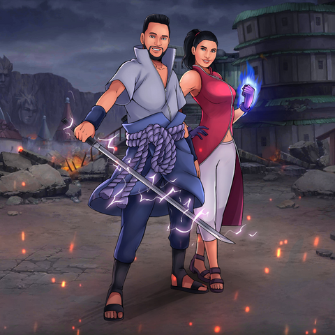 THE STRONGEST NINJA COUPLE - NARUTO COUPLE CUSTOM DRAWING , Haruno Sakura, naruto, Naruto Couple Custom Drawing, Naruto Custom Drawing, product:turn-me-ninja, Sasuke, Sasuke Uchiha