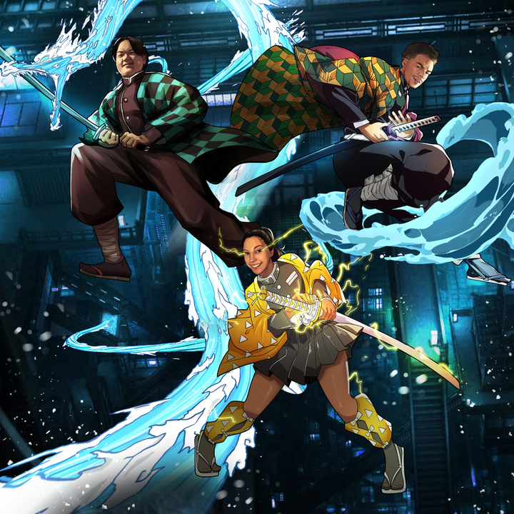 THE TRIO OF POWER - DEMON SLAYER CUSTOM DRAWING , Demon Slayer, Demon Slayer Custom Anime Portrait, Demon Slayer Custom Drawing, Giyu, Giyu Tomiokua, product:turn-me-demon-slayer, Tanj, Tanjiro, Tanjiro Kamado, Zenitsu, Zenitsu Agatsuma