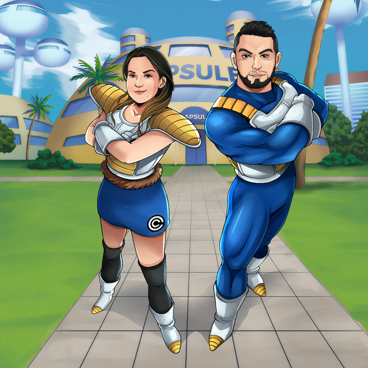 THE STRONGEST SAIYAN COUPLE - DRAGON BALL COUPLE CUSTOM DRAWING , Dragon Ball, Dragon Ball Couple Custom Drawing, Dragon Ball Z, product:turn-me-saiyan, Vegeta