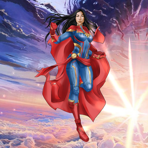 THE STRONGEST WOMAN FROM GALAXY - MARVEL HEROES CUSTOM DRAWING , Marvel Custom Drawing, Marvel Hero, Ms Marvel, product:turn-me-marvel-hero