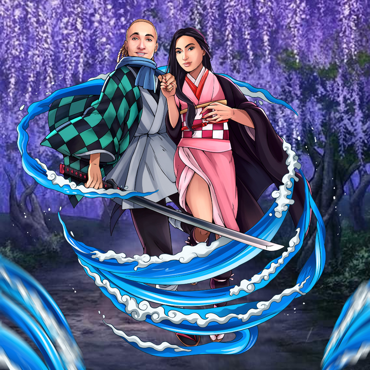 FAMILY IS THE BEST - DEMON SLAYER CUSTOM DRAWING , Demon Slayer, Demon Slayer Custom Drawing, Nezuko, product:turn-me-demon-slayer, Tanjiro