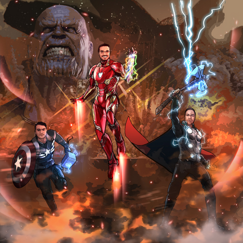 THE SUPERHERO TRIO - MARVEL CUSTOM DRAWING , Captain America, Iron Man, Marvel Custom Drawing, Marvel Hero, product:turn-me-marvel-hero, Thor