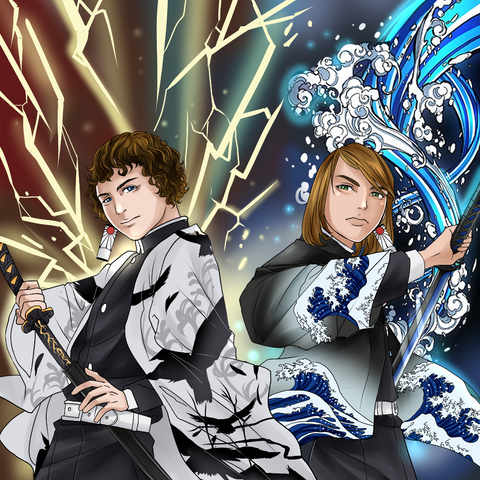 THUNDER AND WATER COMBINATION - DEMON SLAYER CUSTOM DRAWING , Demon Slayer, Demon Slayer Custom Anime Portrait, Demon Slayer Custom Drawing, Giyu, Giyu Tomiokua, product:turn-me-demon-slayer, Zenitsu