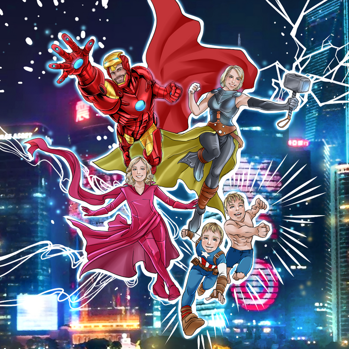 THE NEW AVENGERS - MARVEL HEROES CUSTOM DRAWING , Avenger, Captain America, Hulk, Marvel Custom Drawing, Marvel Hero, product:turn-me-marvel-hero, Thor