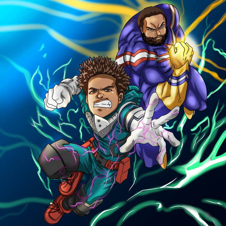 THE POWER OF SMASH - MY HERO ACADEMIA CUSTOM DRAWING , All Might, Izuku Midoriya, Midoriya, My Hero Academia, My Hero Academia Custom Anime Portrait, My Hero Academia Custom Drawing, product:turn-me-hero