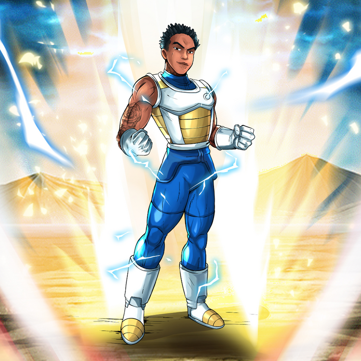THE OVERFLOWING POWER - VEGETA CUSTOM PORTRAIT , Dragon Ball, Dragon Ball Custom Anime Portrait, Dragon Ball Custom Drawing, product:turn-me-saiyan, Saiyan, Vegeta